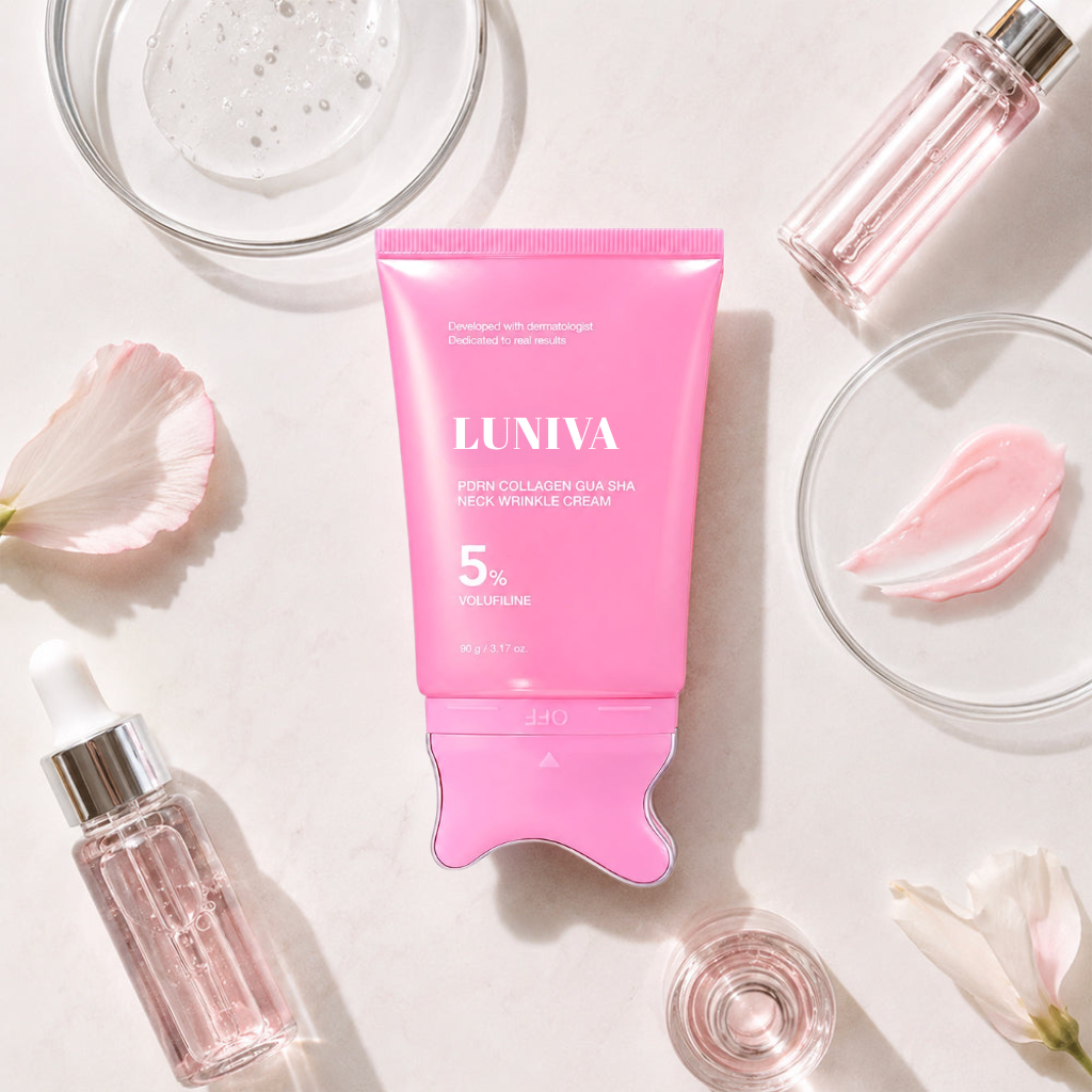 Luniva® | PDRN-kollagen Gua Sha-kräm mot rynkor i ansikte och hals