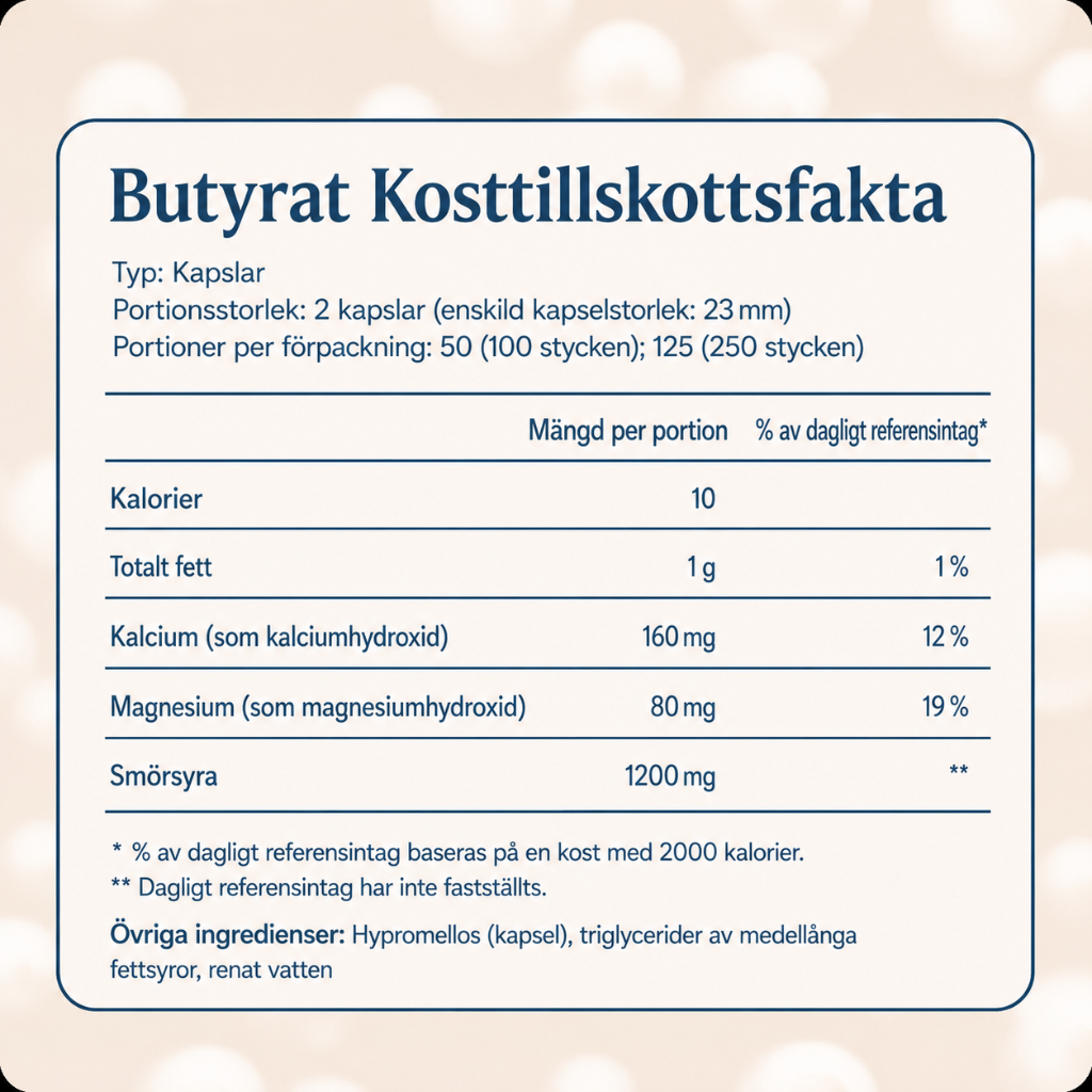 FloraBalans® | Natriumbutyrat: Kosttillskott för tarmhälsa