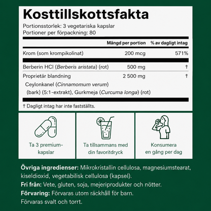 Metora® | 4-i-1 Berberinkomplex – Med berberin, ceylonkanel, krom och gurkmeja för balanserat blodsocker, hälsosamma A1C-nivåer och jämn energi hela dagen