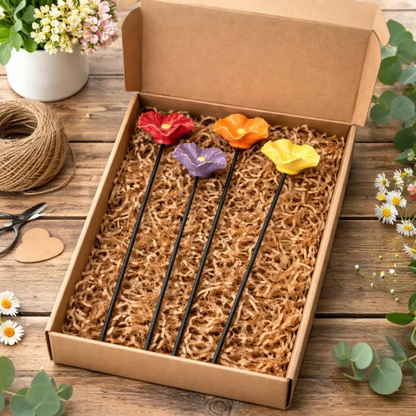 BiBlom® | Handgjorda Bee Blossoms – keramiska dricksskålar för alla väder, 4-pack