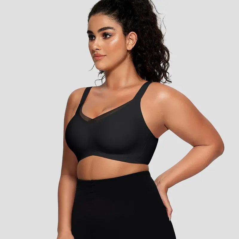 Nuvessa® | Bågfri Mjuk Komfort-BH med V-hals och Geléband