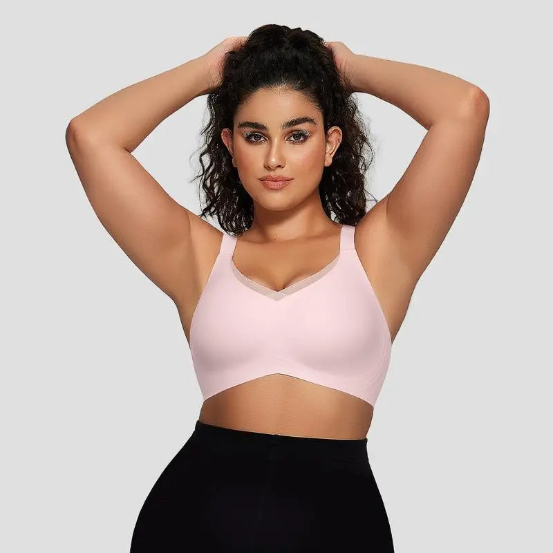 Nuvessa® | Bågfri Mjuk Komfort-BH med V-hals och Geléband