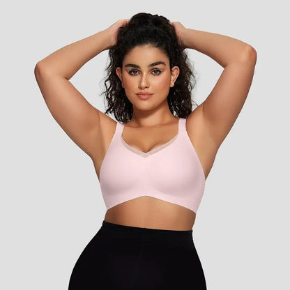 Nuvessa® | Bågfri Mjuk Komfort-BH med V-hals och Geléband