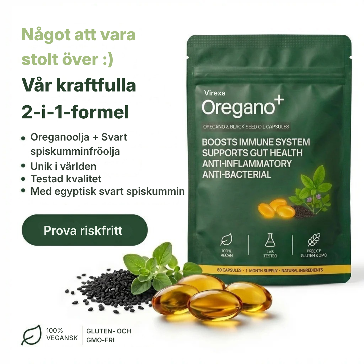 Virexa® - Oregano+ | Bekämpar skadliga bakterier, främjar tarmhälsan och lindrar magbesvär