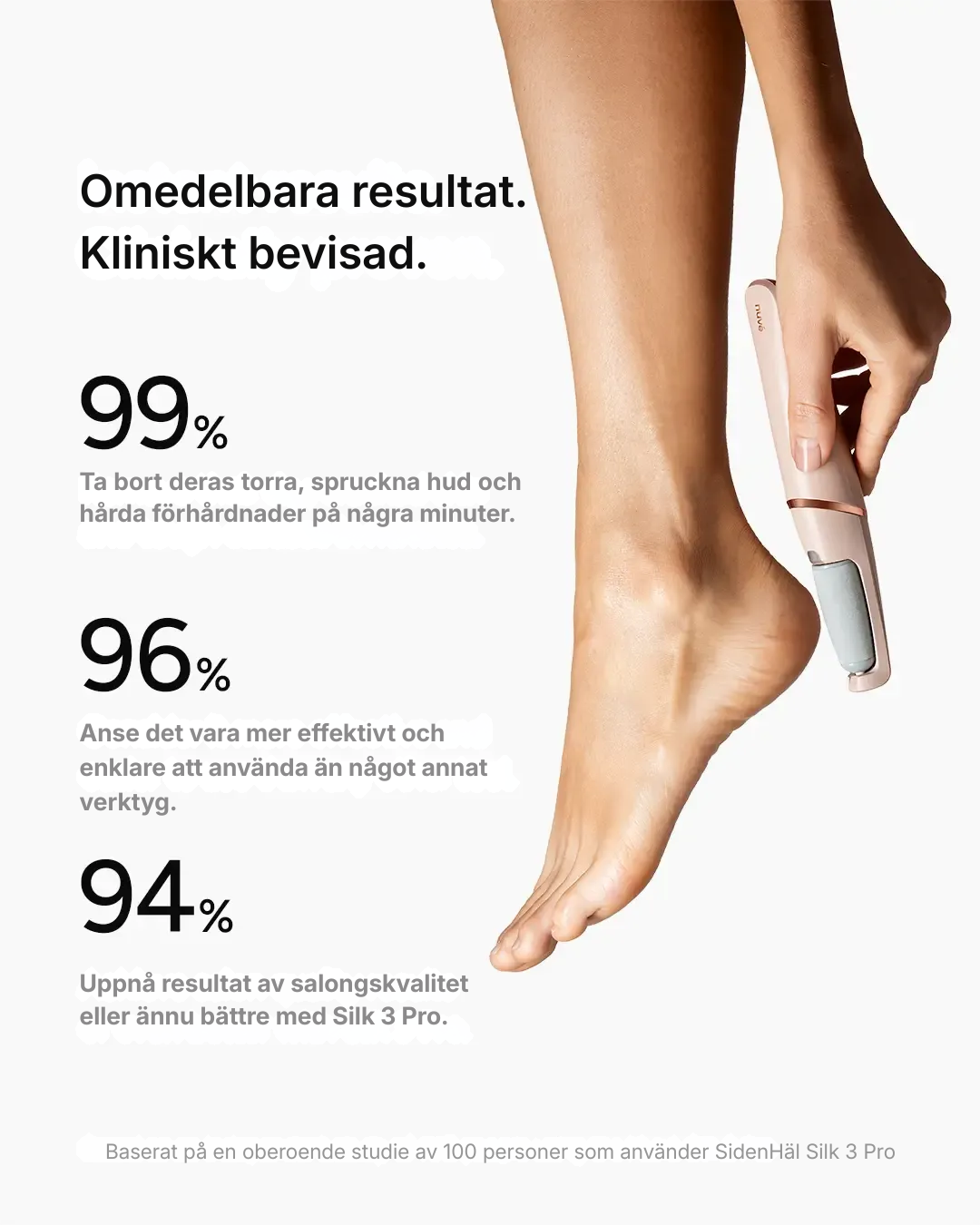 SidenHäl® | Uppladdningsbar elektrisk förhårdnadsborttagare för pedikyr hemma – tar bort torr hud och ger mjukare fötter