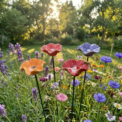 BiBlom® | Handgjorda Bee Blossoms – keramiska dricksskålar för alla väder, 4-pack