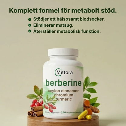 Metora® | 4-i-1 Berberinkomplex – Med berberin, ceylonkanel, krom och gurkmeja för balanserat blodsocker, hälsosamma A1C-nivåer och jämn energi hela dagen