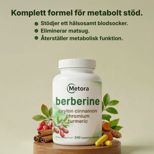 Metora® | 4-i-1 Berberinkomplex – Med berberin, ceylonkanel, krom och gurkmeja för balanserat blodsocker, hälsosamma A1C-nivåer och jämn energi hela dagen