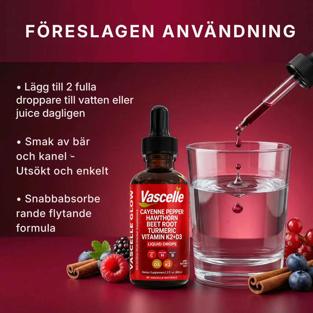 Vascelle® | Droppar som främjar blodflöde, cirkulation och hjärthälsa