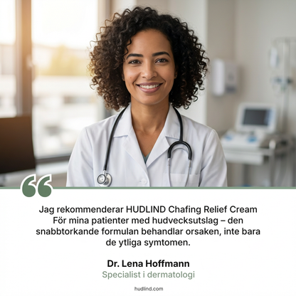HudLind® | Chafing Relief Cream befriar dig från hudirritation på 7 dagar – utan recept, utan kortison och utan feta krämer som förvärrar problemet.