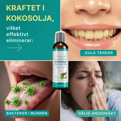 VitLeende® | Oljedragning med kokos- och myntaolja för vitare tänder, frisk andedräkt och en frisk mun