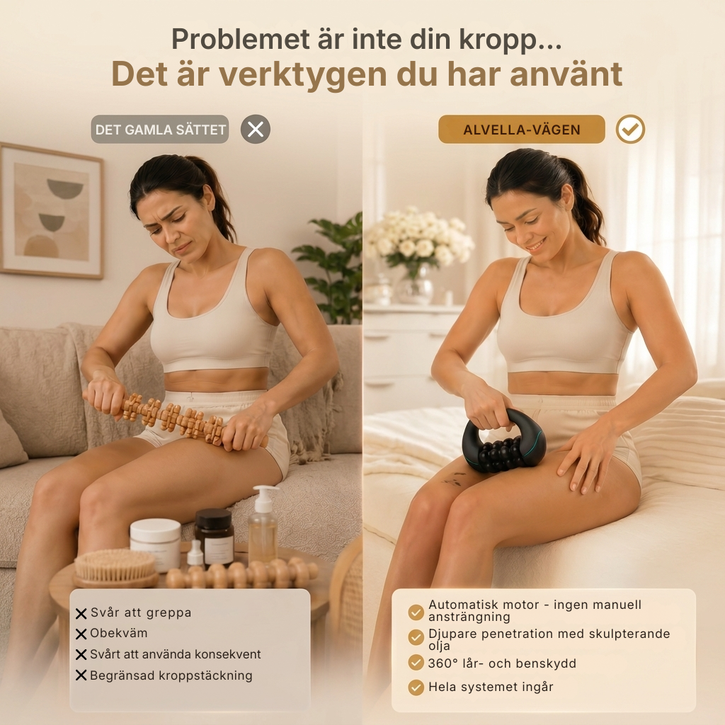 Alvella® | Automatisk djupvävnadsmassager för celluliter på lår, ben, armar och sätesmuskler
