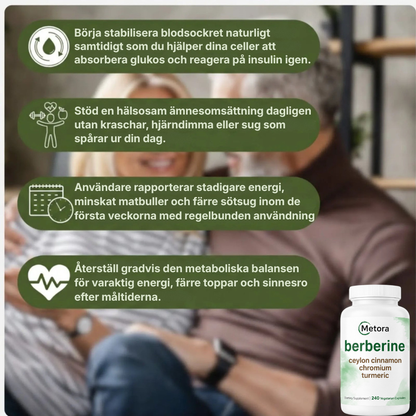 Metora® | 4-i-1 Berberinkomplex – Med berberin, ceylonkanel, krom och gurkmeja för balanserat blodsocker, hälsosamma A1C-nivåer och jämn energi hela dagen