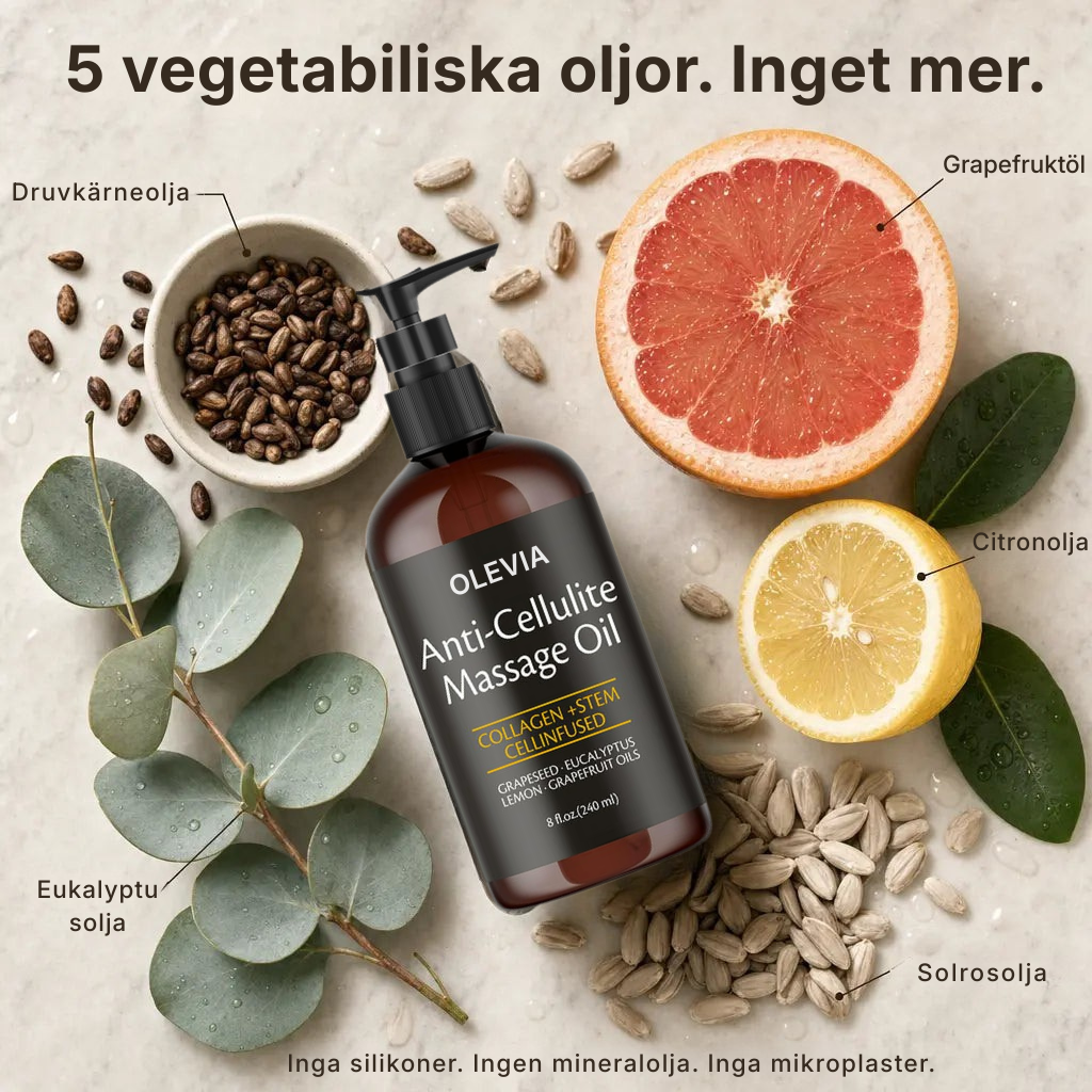 Olevia® Massageolja mot celluliter | Inga besvikande krämer från apoteket och inga dyra behandlingar på salong.