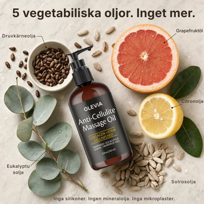 Olevia® Massageolja mot celluliter | Inga besvikande krämer från apoteket och inga dyra behandlingar på salong.