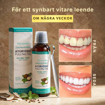 VitLeende® | Oljedragning med kokos- och myntaolja för vitare tänder, frisk andedräkt och en frisk mun