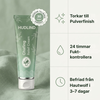 HudLind® | Chafing Relief Cream befriar dig från hudirritation på 7 dagar – utan recept, utan kortison och utan feta krämer som förvärrar problemet.