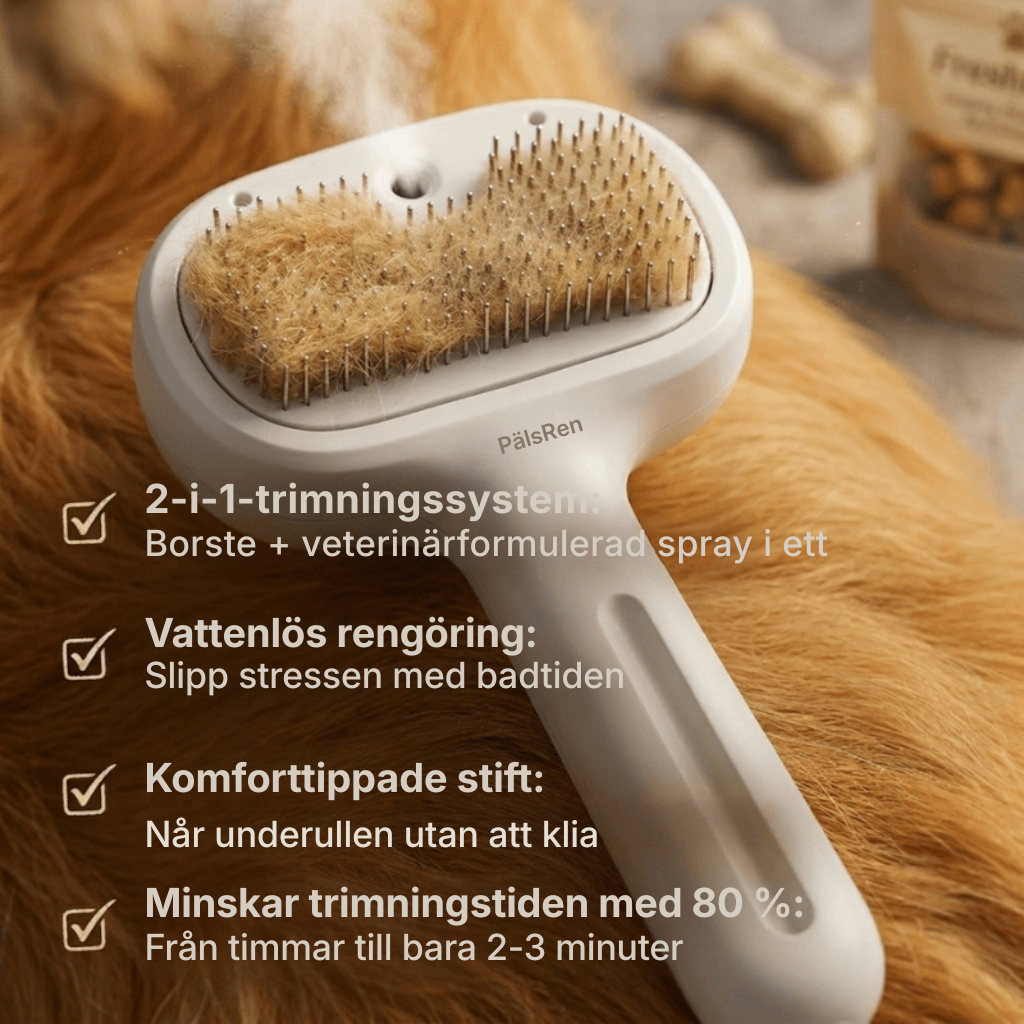 PälsRen® Pälsborste mot fällning | Mindre lös päls, renare hem & friskare päls