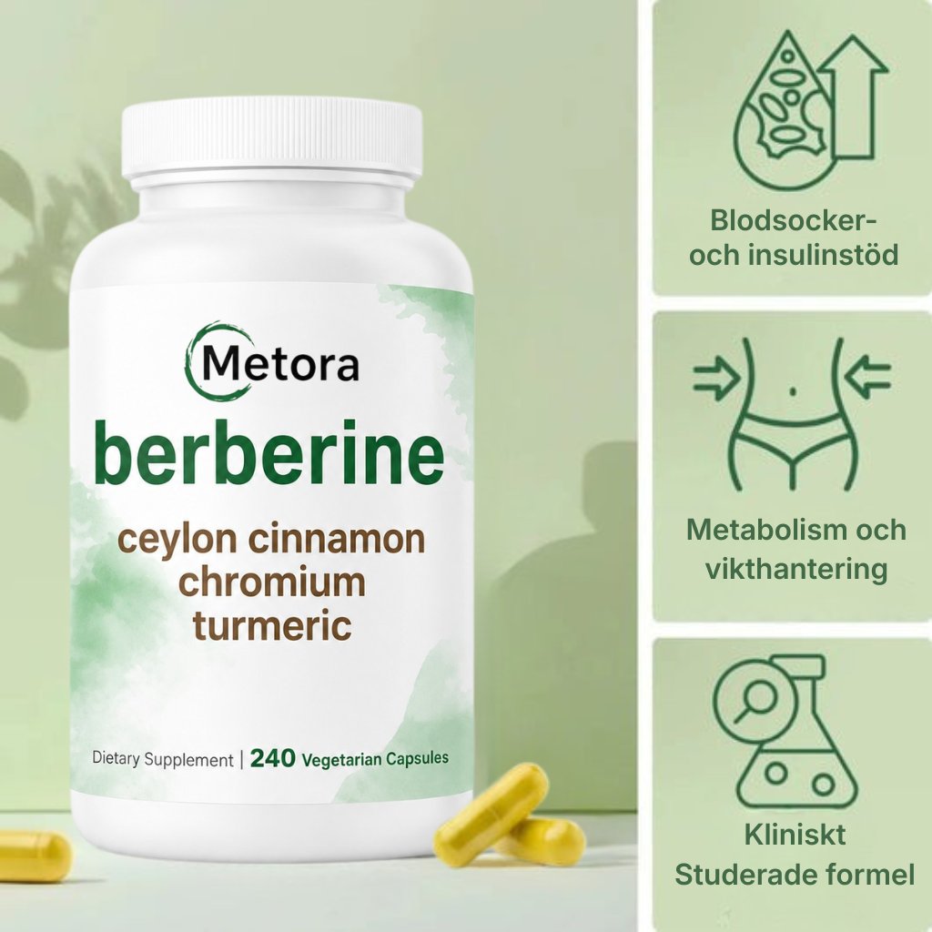 Metora® | 4-i-1 Berberinkomplex – Med berberin, ceylonkanel, krom och gurkmeja för balanserat blodsocker, hälsosamma A1C-nivåer och jämn energi hela dagen