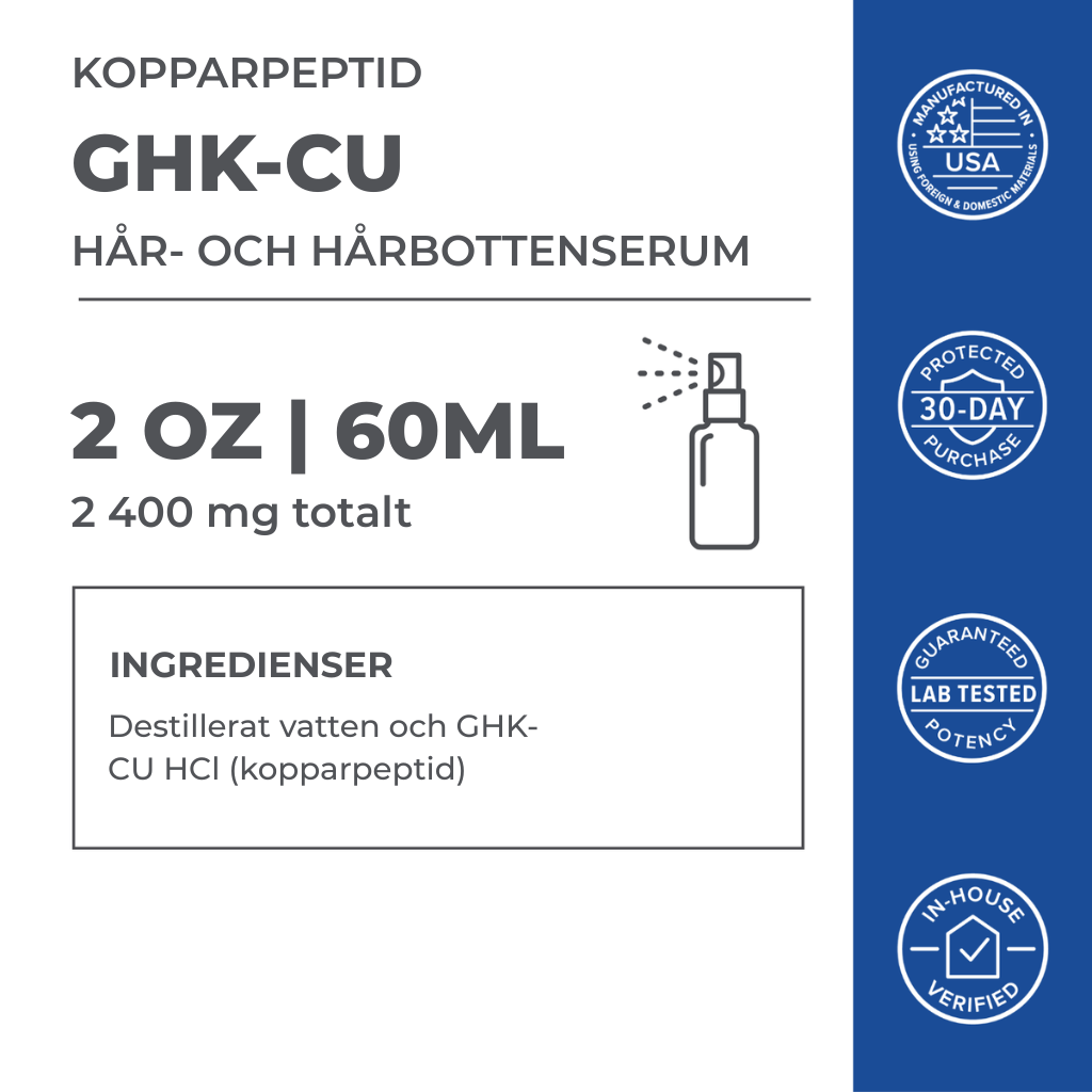 Capilux® | GHK-Cu Kopparpeptidserum | Mindre synligt håravfall & fylligare hår över tid