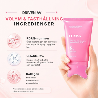 Luniva® | PDRN-kollagen Gua Sha-kräm mot rynkor i ansikte och hals