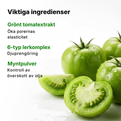 Selivo® Porengöring med grön tomat | Cardi B:s lermaskrengöring för djuprengöring av porer och porförminskning, kontroll av pormaskar och talg, mild ansiktstvätt för kvinnor, koreansk hudvård