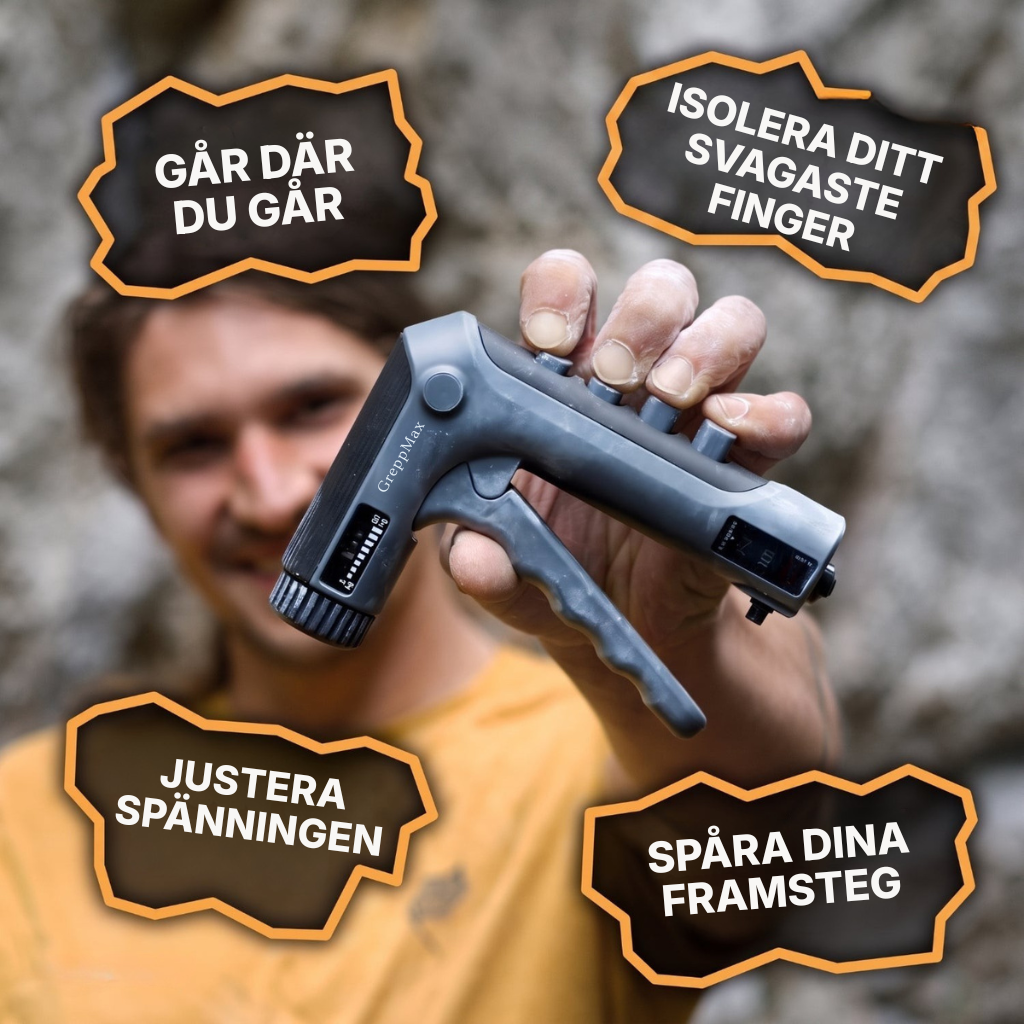 GreppMax® | Professionell fingertränare för klättrare – justerbart greppverktyg för starkare fingrar och underarmar