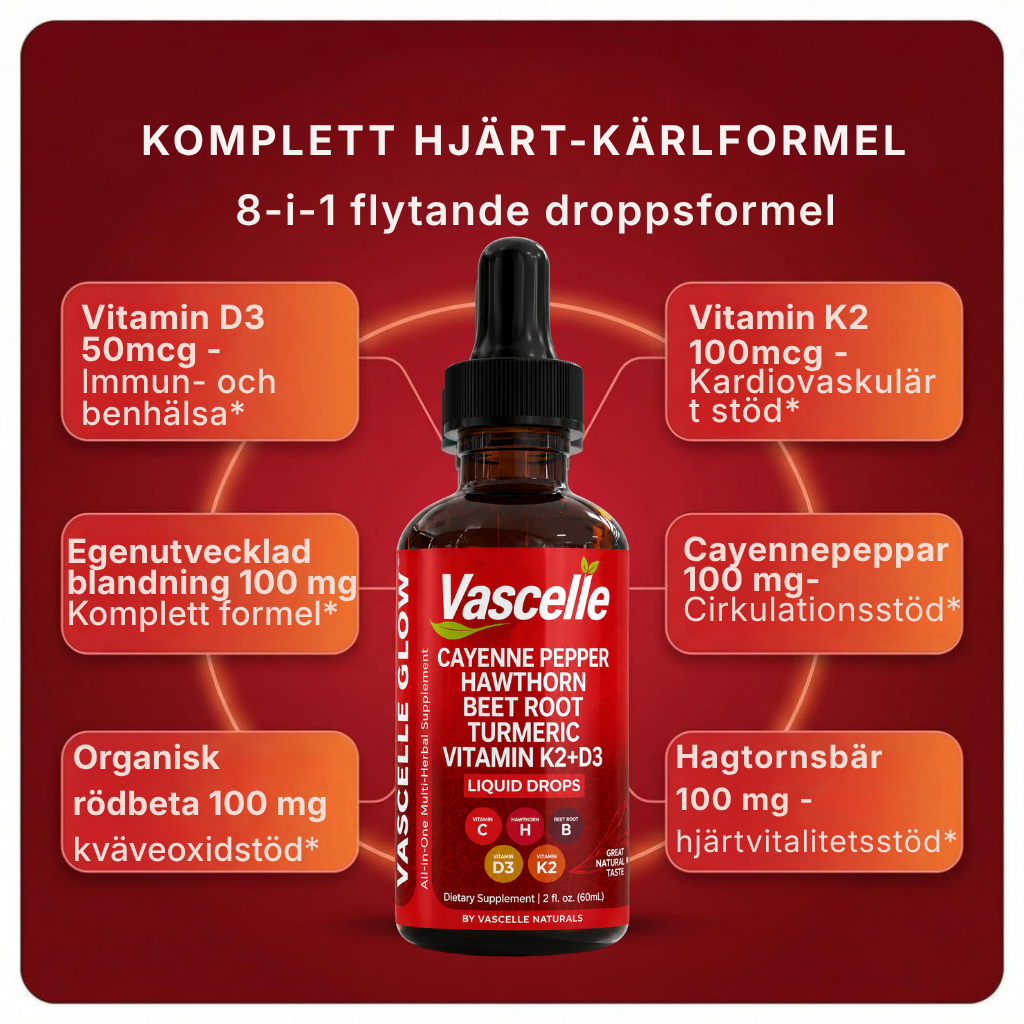 Vascelle® | Droppar som främjar blodflöde, cirkulation och hjärthälsa