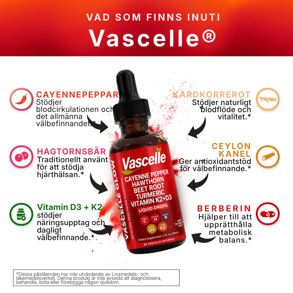Vascelle® | Droppar som främjar blodflöde, cirkulation och hjärthälsa
