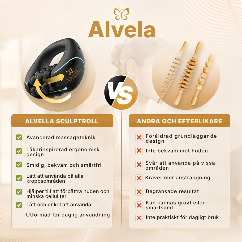 Alvella® | Automatisk djupvävnadsmassager för celluliter på lår, ben, armar och sätesmuskler
