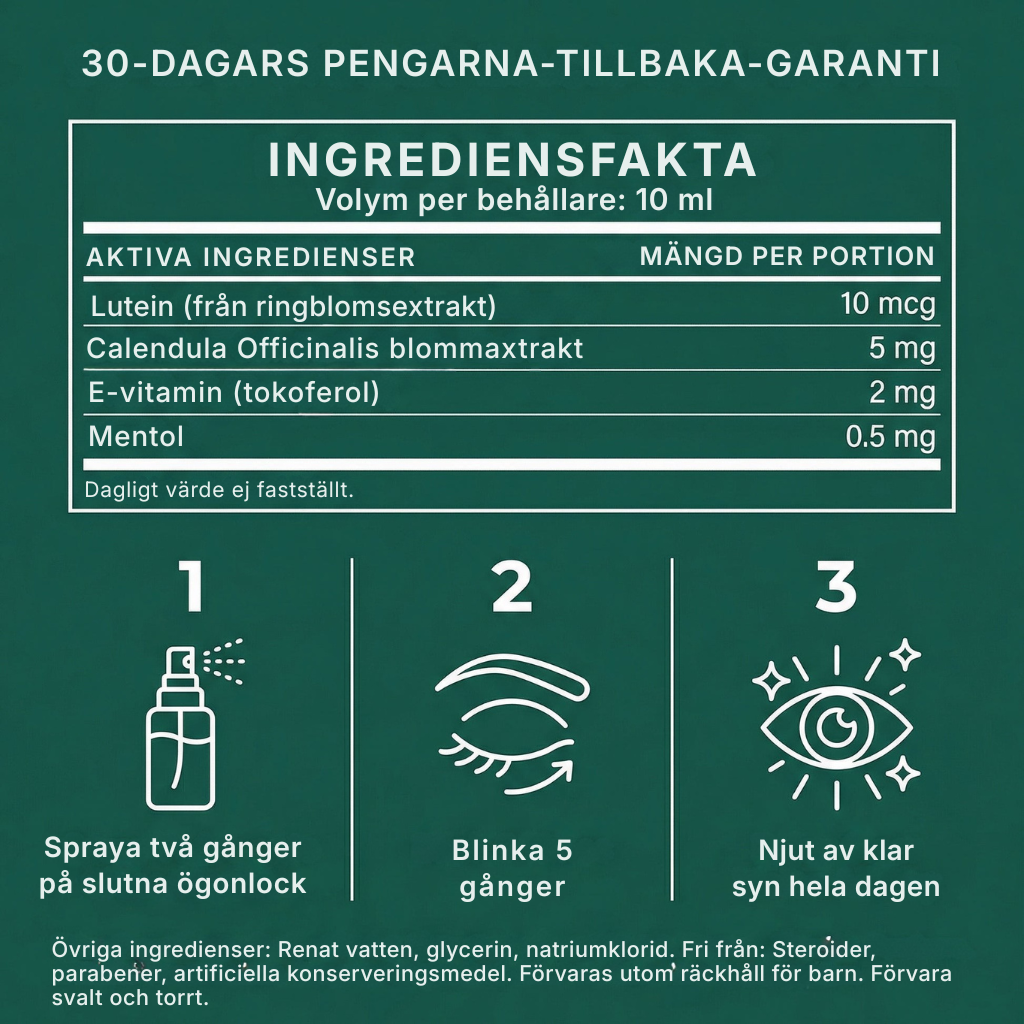 Oculelle® Lutein ögonspray | avancerat dagligt stöd för synen, gula fläcken och ögonkomfort