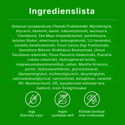 Selivo® Porengöring med grön tomat | Cardi B:s lermaskrengöring för djuprengöring av porer och porförminskning, kontroll av pormaskar och talg, mild ansiktstvätt för kvinnor, koreansk hudvård