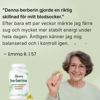 Metora® | 4-i-1 Berberinkomplex – Med berberin, ceylonkanel, krom och gurkmeja för balanserat blodsocker, hälsosamma A1C-nivåer och jämn energi hela dagen
