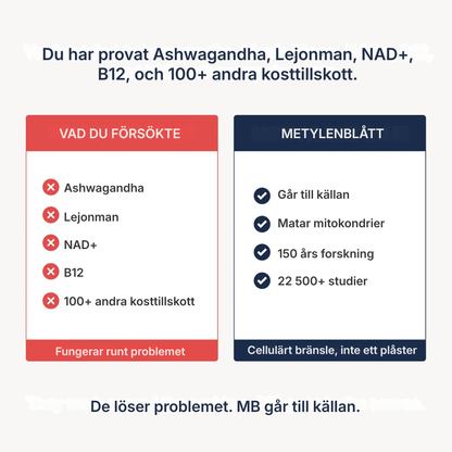 Blue Essence® | USP-kvalitet Metylenblått 1% - Du behöver inte 92 ingredienser. Du behöver en som verkligen fungerar.