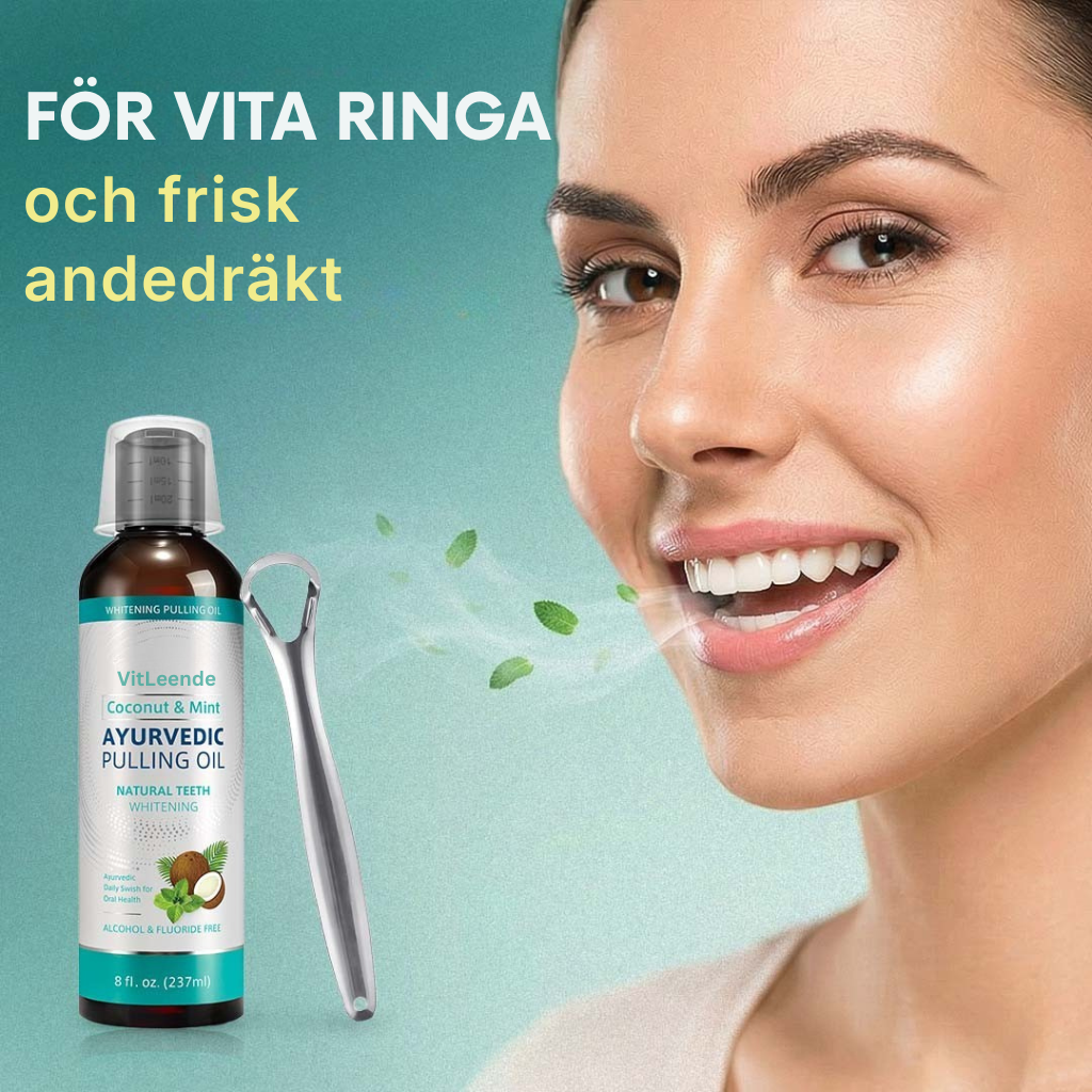 VitLeende® | Oljedragning med kokos- och myntaolja för vitare tänder, frisk andedräkt och en frisk mun