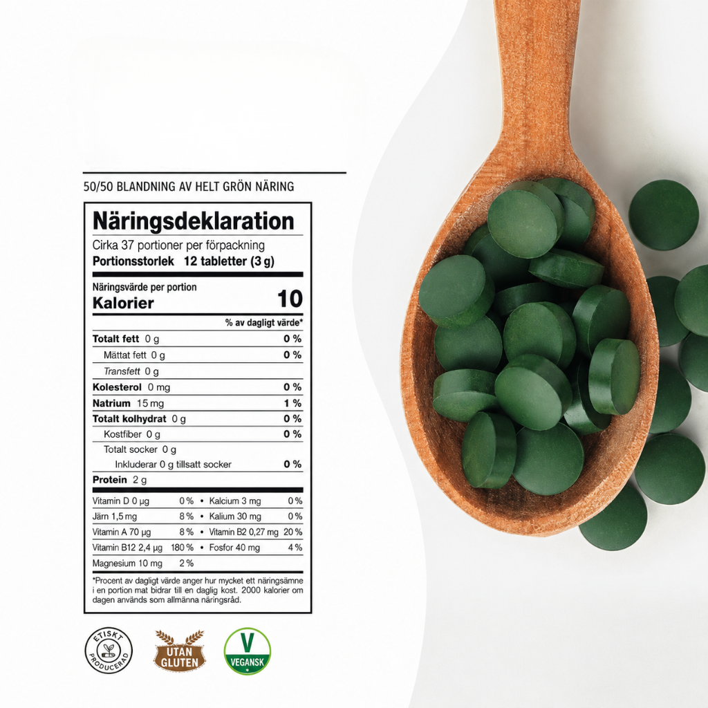 Supergrön® | Spirulina- och klorellatabletter, 113g